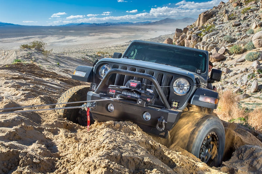 Jeep winch and bumper installation imagery
